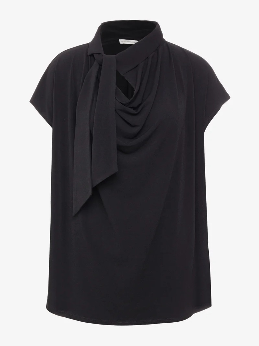 By Malene Birger Katie Stretch Jersey Neck Tie Blouse Black S Small $182